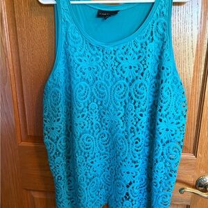Lane Bryant Teal Crochet Style Tank Top